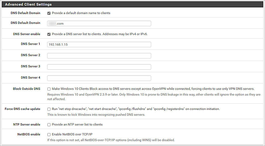 Screenshot of pfSense, OpenVPN 5